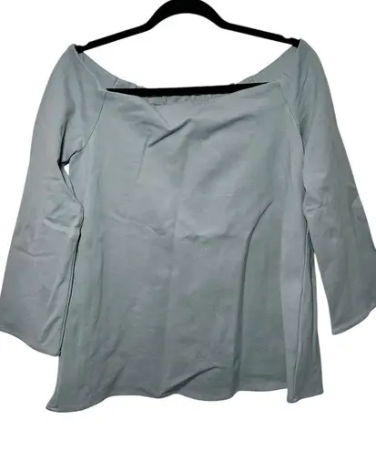 Tuckernuck Miranda Off The Shoulder Blouse Slate Blue Long Sleeve Preppy Size M Size M