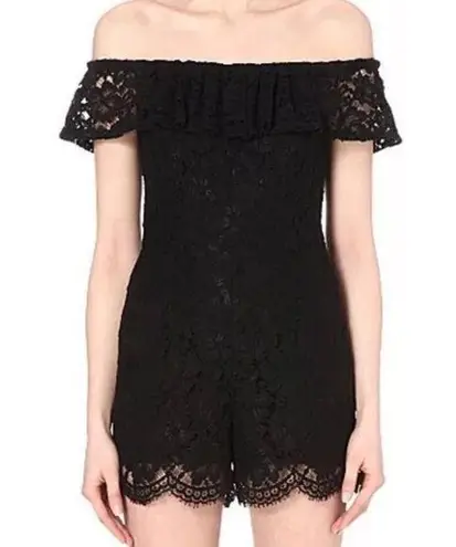 Sandro Paris Black Poetry Lace Off The Shoulder Romper Size 2 (US 4)