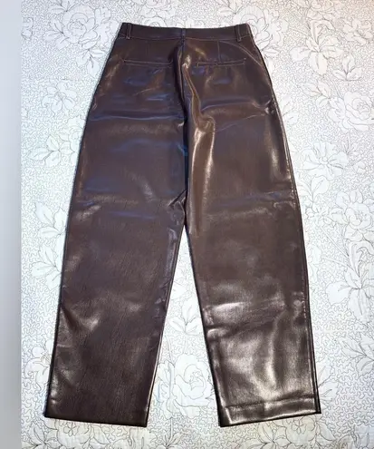 Babaton Aritzia Neo Vegan Leather Pants in Dark Chocolate Coffee Bean Sz 12