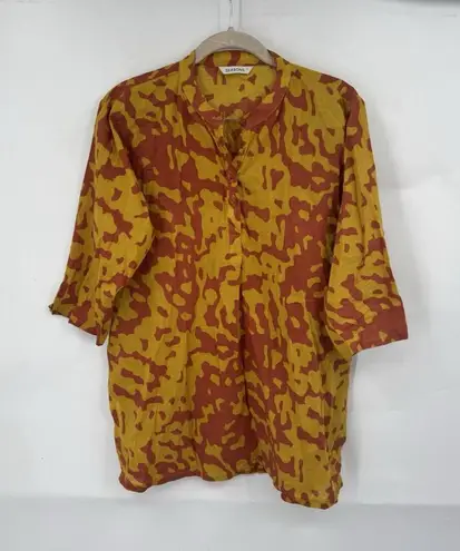 Seasons Retro Bohemian Tunic Women Large Orange Yellow Casual Funky