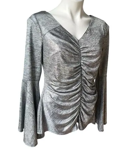 Thalia Sodi Ruched Bell-Sleeve Shimmer Top, Created for Macy's, Sz S