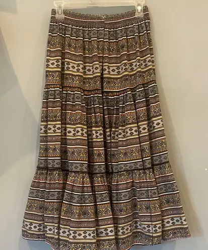 Bohemian Patterned Maxi Skirt Tan Size M