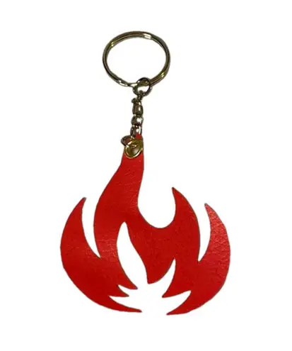 Handmade Red Faux Leather Flame Keychain