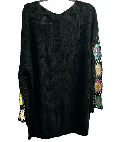 Bloomchic Black With Multicolor Retro Crochet Detail Sleeves Size 22/24