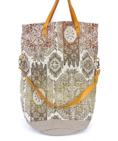 Tapestry Carpet Tote Bag Satchel Purse Faux Leather Large Tall Boho Ethnic