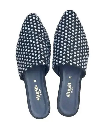 Shasa Shoes Black Flats Glitter Rhinestone Women's Size 23cm US 6.5