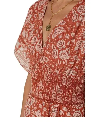 Cleobella Rent the runway sz small printed jess orange floral jumpsuit printed