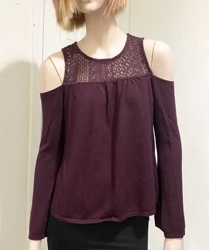 Ny&co NY & Burgundy Cold Shoulder Knit Sweater S