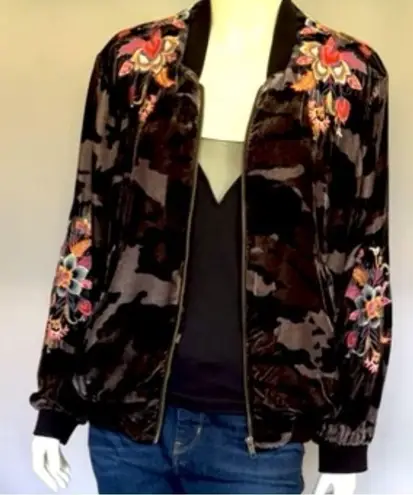 Johnny Was heavily embroidered Ioana velvet bomber jacket NWT