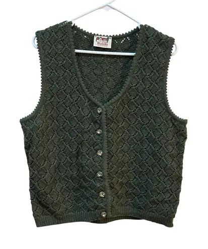 Astrifa Cardigan Sweater Size XL German Pure New Wool Solid Green Best Textured