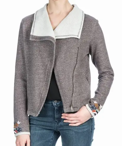 LILLA P Embroidered Terry Moto Jacket