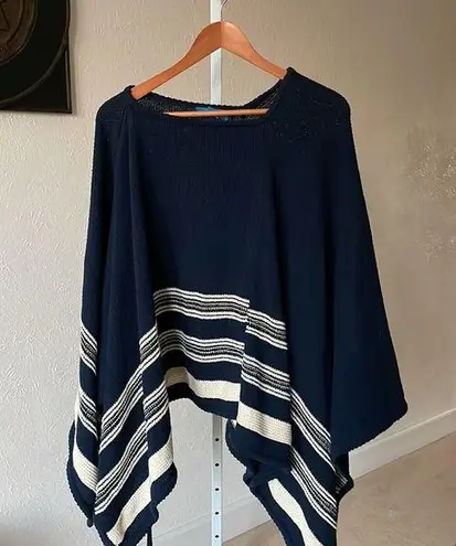 M.I.H jeans Simmi striped made in Portugal asymmetrical chunky knit poncho. M/L Blue Size M