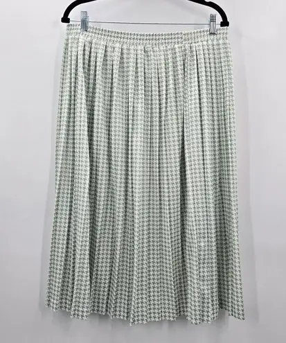 ZARA  White Green Short Midi Pleated Pull On Skirt Plus 20