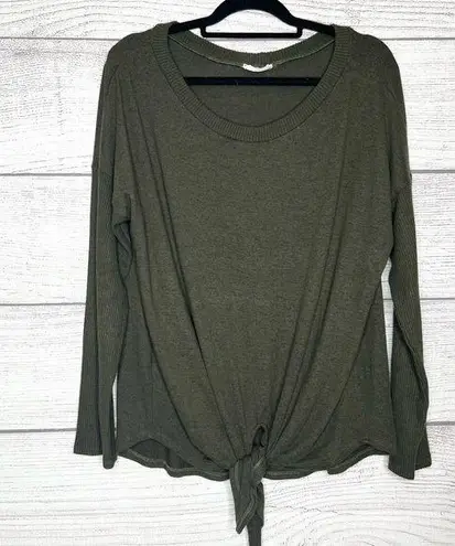 ee:some  Dark Green Long Sleeve Scoop Neck Tie Front Sweater Top Size XL