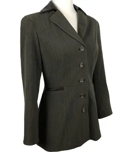 Vintage Jenne Maag Equestrian Wool Blend Blazer with Leather Trim Small