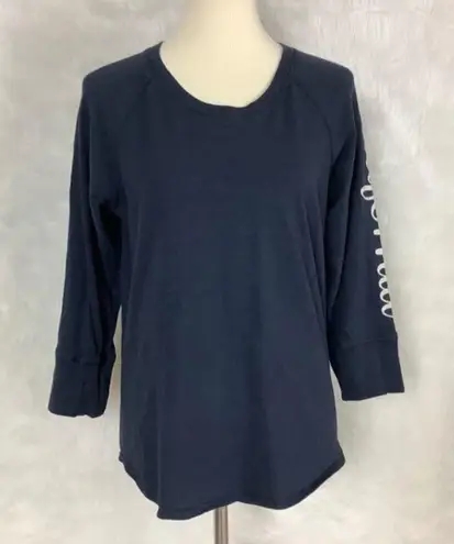 James Perse Standard Top 2 US M California Surfer Graphic Blue 3/4 Sleeve Tee
