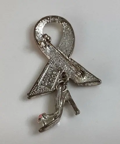 Breast Cancer Pink Ribbon & High Heel Charm Pin