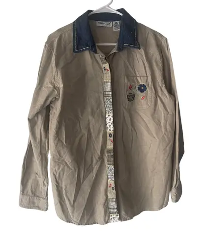 Cabin creek Vintage 90s Women's Size Large Embroidered Floral Button Up