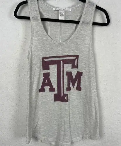 Chicka-d Texas A&M Women’s Collegiate Sparkle Racer Back Tee Sheer Knit Size XL