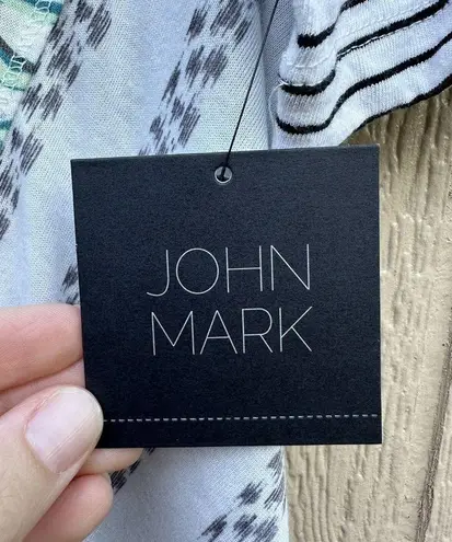 John Mark NEW Patchwork Floral Stripes Short Sleeve Tunic Top Women's Size Small