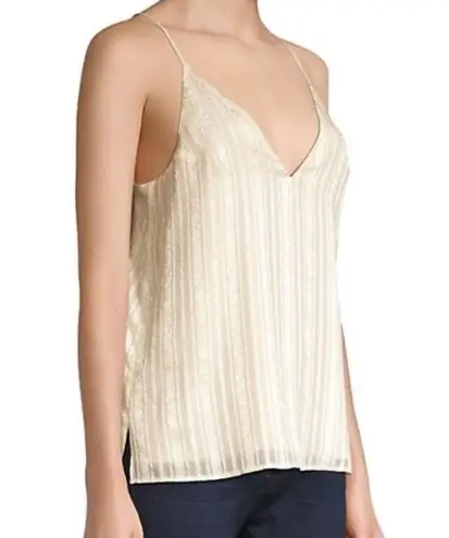 Cami NYC  The Olivia Prairie Metallic Stripe Camisole Ivory Tank Top Silk