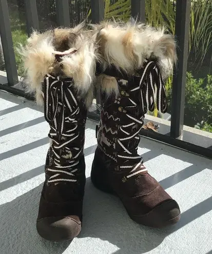 Muklucks Fur mukluks reindeer pattern winter snow boots