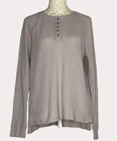 Z Supply  Waffle Henley Knit Top Blouse Beige S