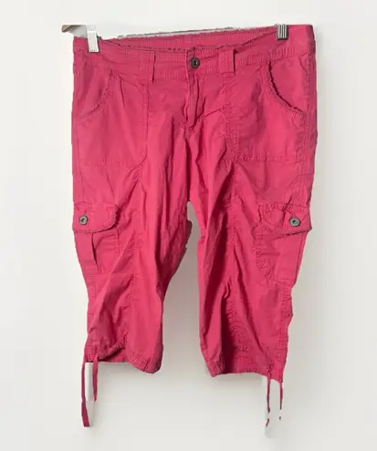 Vintage Y2K Cargo Cropped Capri Size 9 Pink Streetwear Parachute Utility Bratz