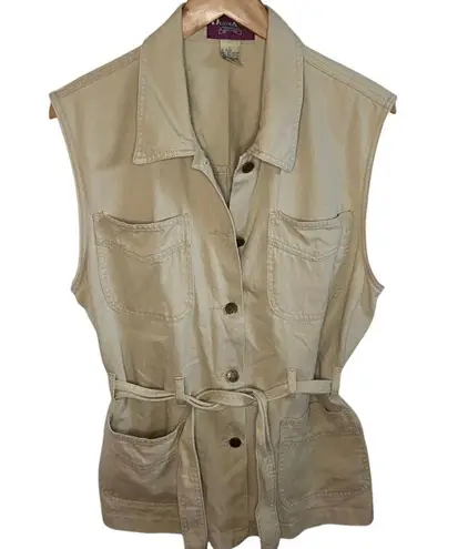 Denim & Co Vintage  tan button up vest