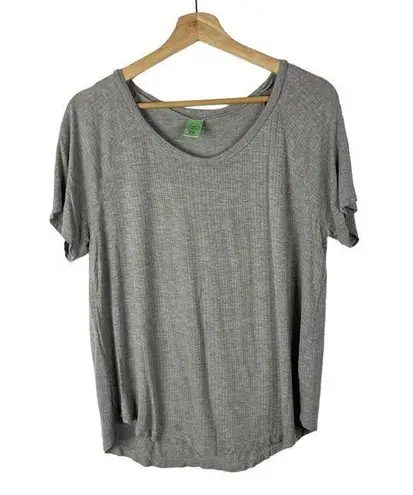 Honeydew Light Gray Ribbed Scoop Neck Short Sleeve T