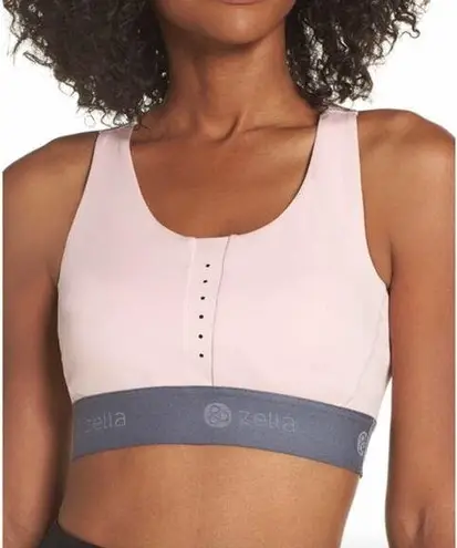 Zella  Bra Womens Large Sports Go Run Perforated Sustain Pink Gray Racerback