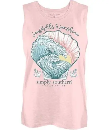 Simply Southern  Size XXL Tank Top Seashells & Sunshine Light Pink