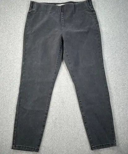 Soft Surroundings Black Denim Pull On Pants Women's Large Elastic Waist Straight - Image 1