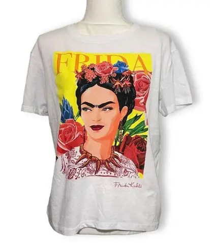 Jerry Leigh NWT White Frida Kahlo Floral Portrait Tee T-Shirt Top New Small Socialism Artist - Image 6