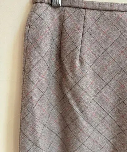 Pendleton  Beige Diagonal Plaid Vintage Wool Womens Size 12 Pencil Knee Length