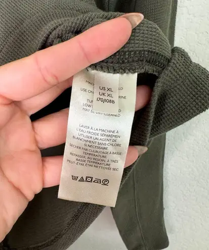 Free People We the Free Dark Olive Green Ruffle Long Sleeve Top