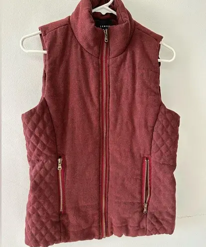 Lemon Tart Vest Women's Small Burgundy Skyros Wool Quilted Winter Gorpcore Red