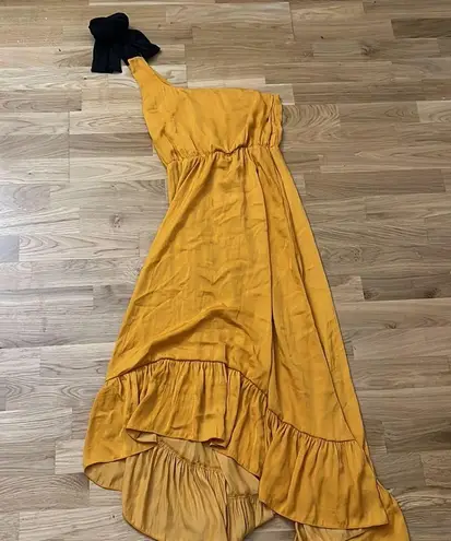 Maje Rasti one shoulder color block satin dress