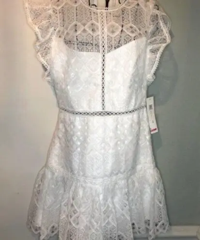Monique Lhuillier Lace Cocktail Minidress white size 6