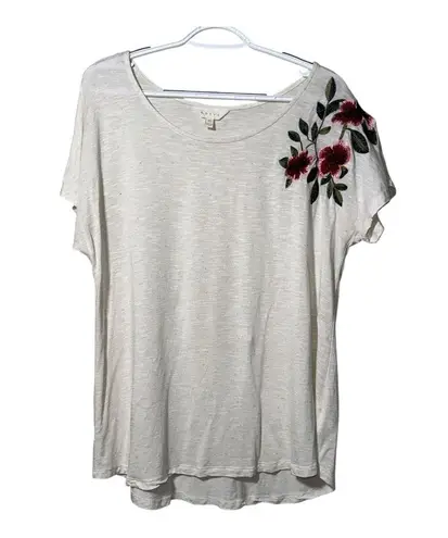 EUC ADIVA Embroidered Floral Elevated Tee