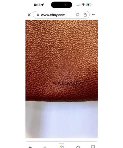 Vince Camuto Leather Shoulder Laptop Tote Bag, Purse Pebbled Brown and Black Str