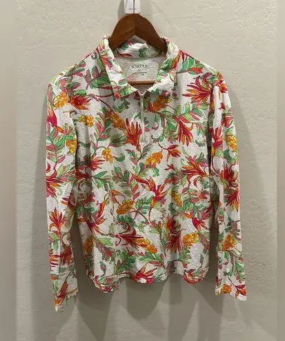 ICIKULS multicolored floral 1/4 zip athletic long mesh sleeve XL Orange