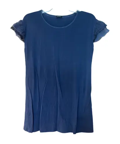 La Perla Pajama Set Chemise and Pants Size XS Navy Blue with Lace