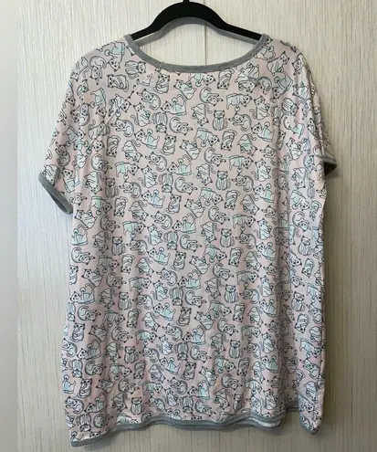 Pillow Talk Pink Cat Print Sleep Shirt – Size XL NWT White