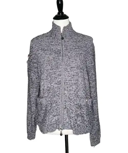 Jamie Sadock Textured Full Zip Sweater Women Size L Cozy Pockets Cabincore Purple Size L