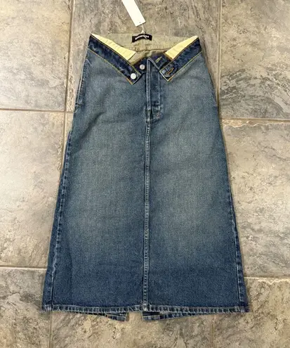 NWT EB Denim Lowrise Madison Maxi Skirt Sz XS/Small $360 Blue
