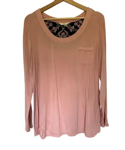 Soma pink and black women's size large pajama long top rayon spandex casual