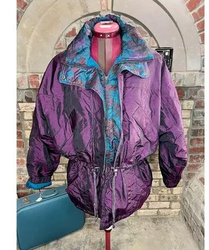 coat 1980s purple teal batwing