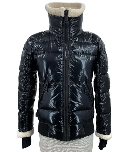 SAM. Ellie Down Jacket Caviar Black Puffer Bomber Shearling Outdoors Coat Size M
