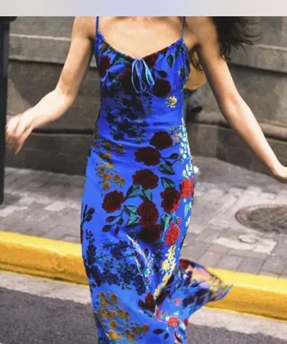 Commense Velvet Floral Appliqué Cami Dress size XL Blue